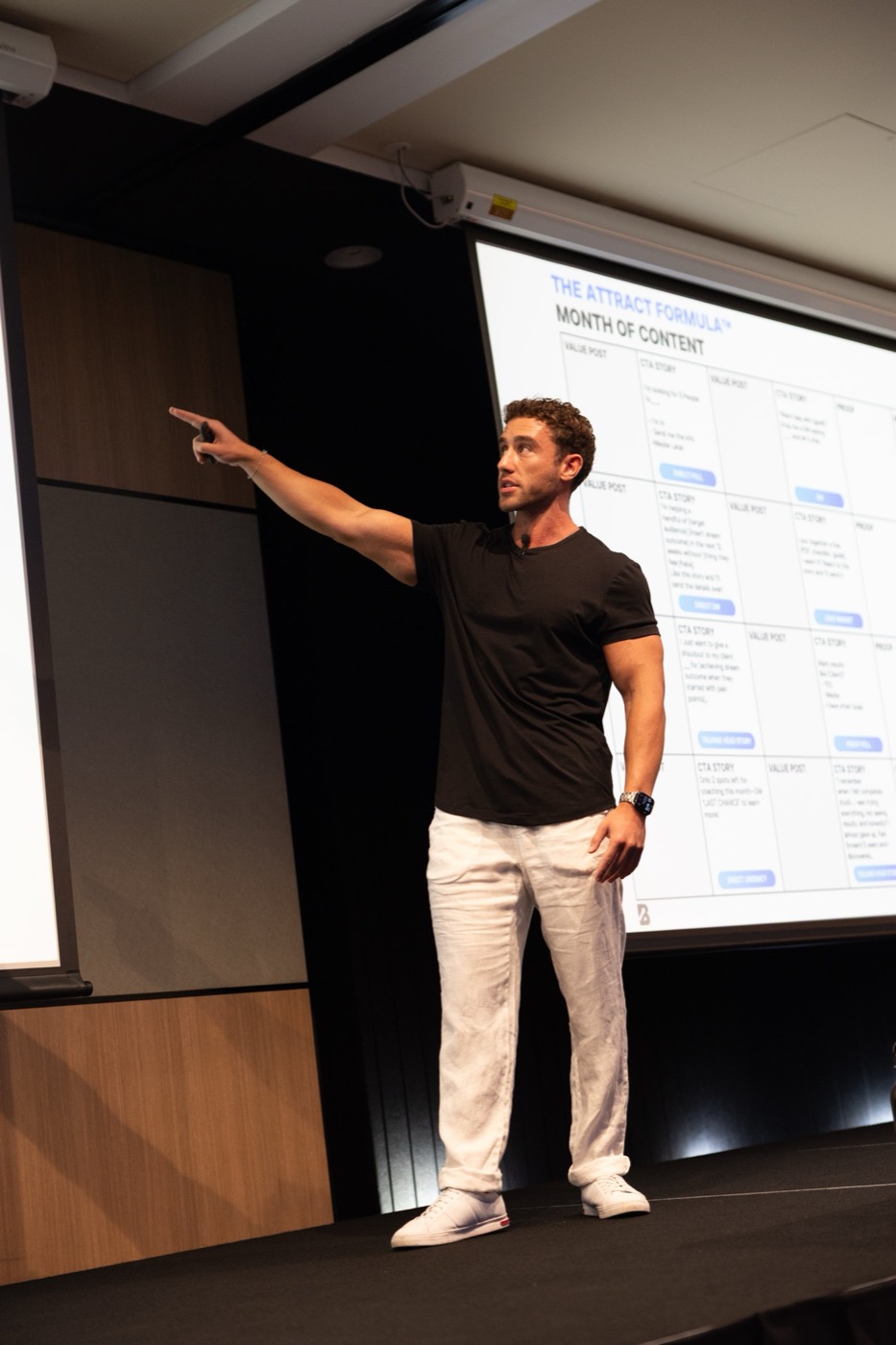 Zac Perna teaching on stage
